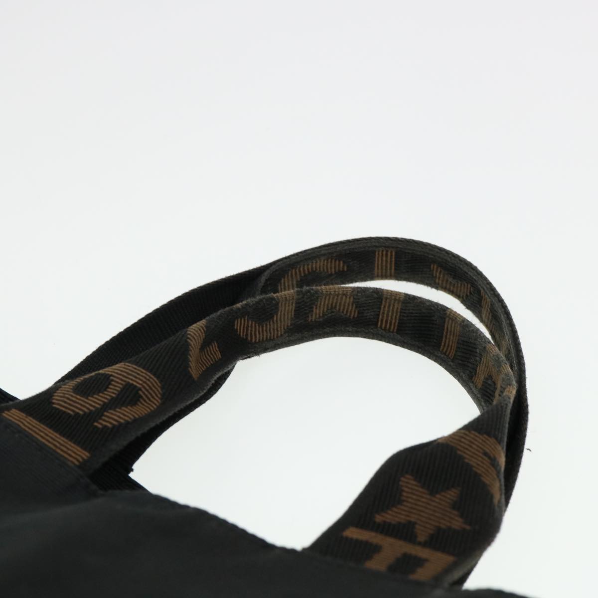 FENDI Hand Bag Nylon Black Brown yb084