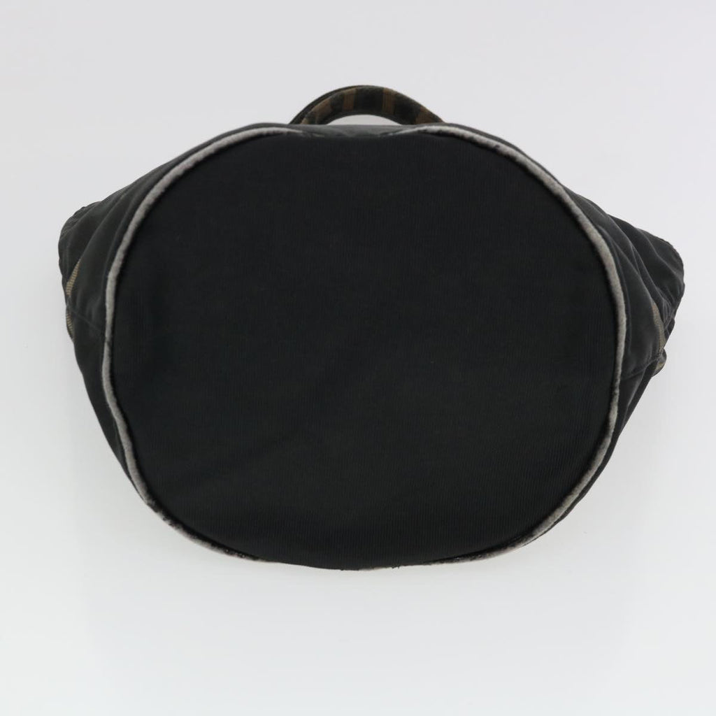 FENDI Hand Bag Nylon Black Brown yb084