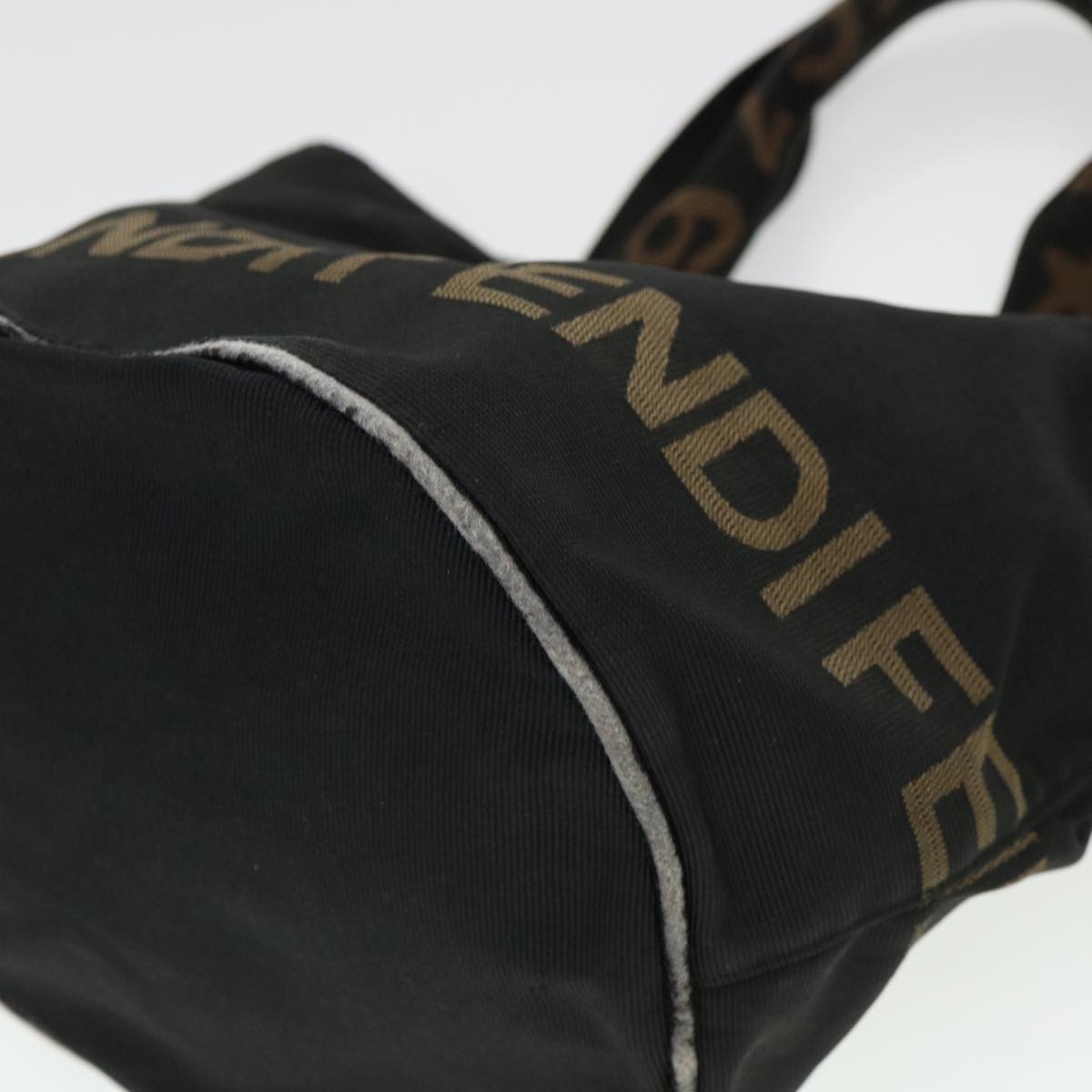 FENDI Hand Bag Nylon Black Brown yb084