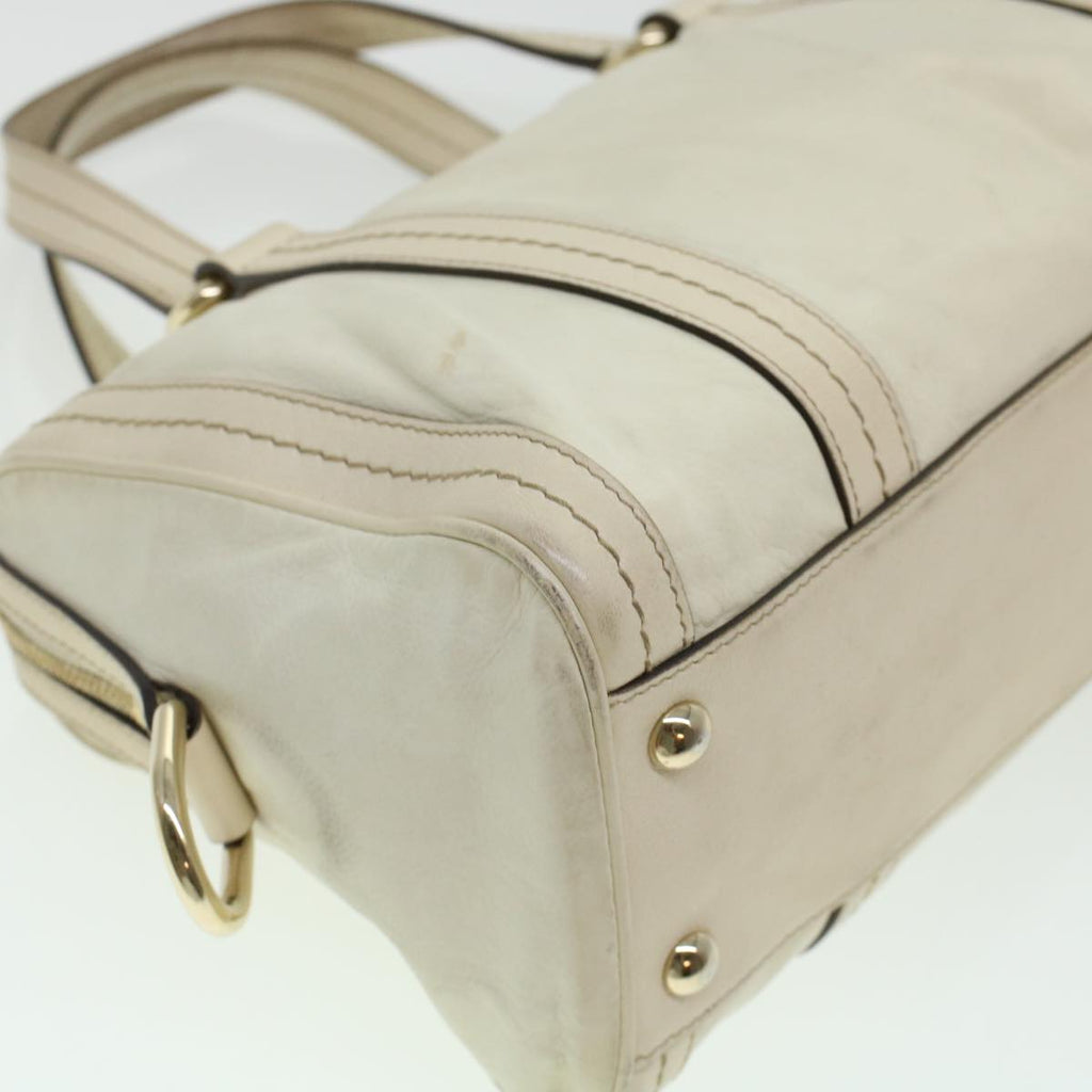 GUCCI Boston Bag Leather White 181487 yb122