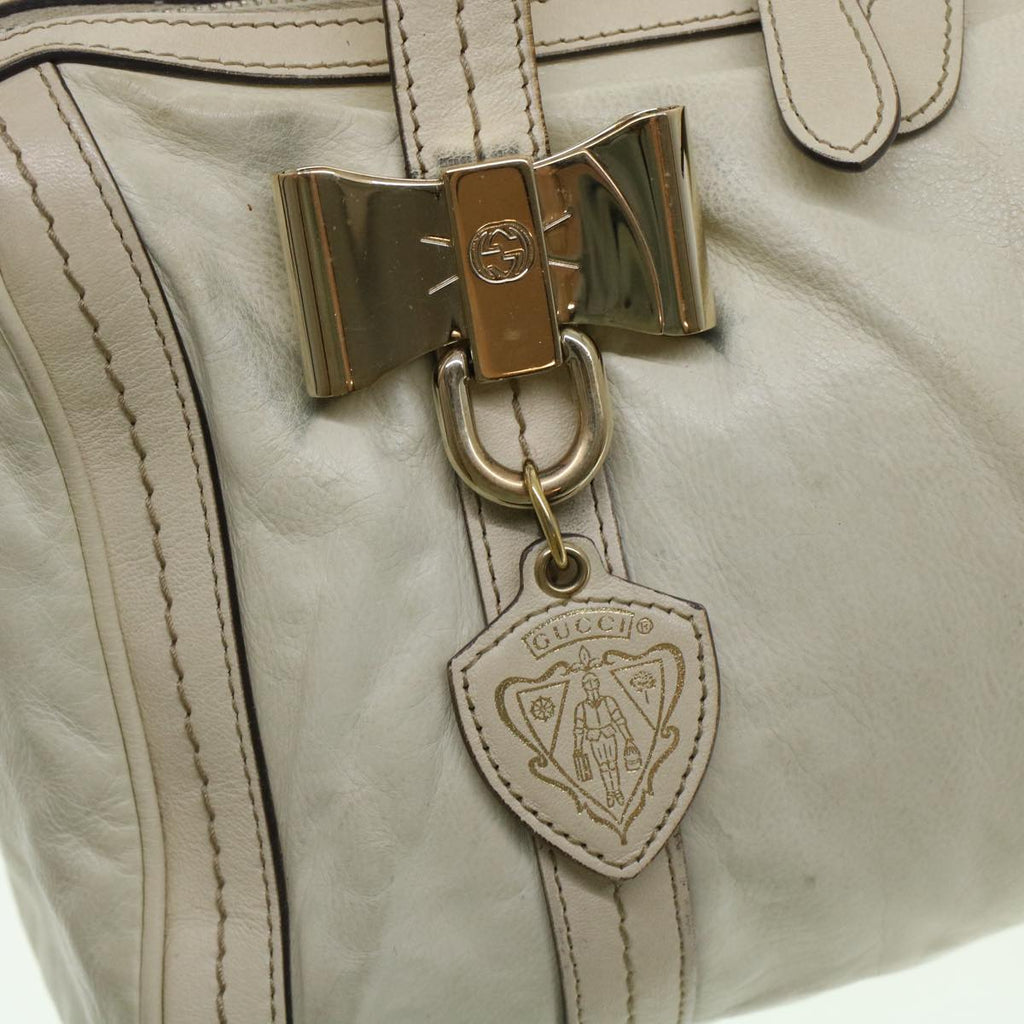 GUCCI Boston Bag Leather White 181487 yb122