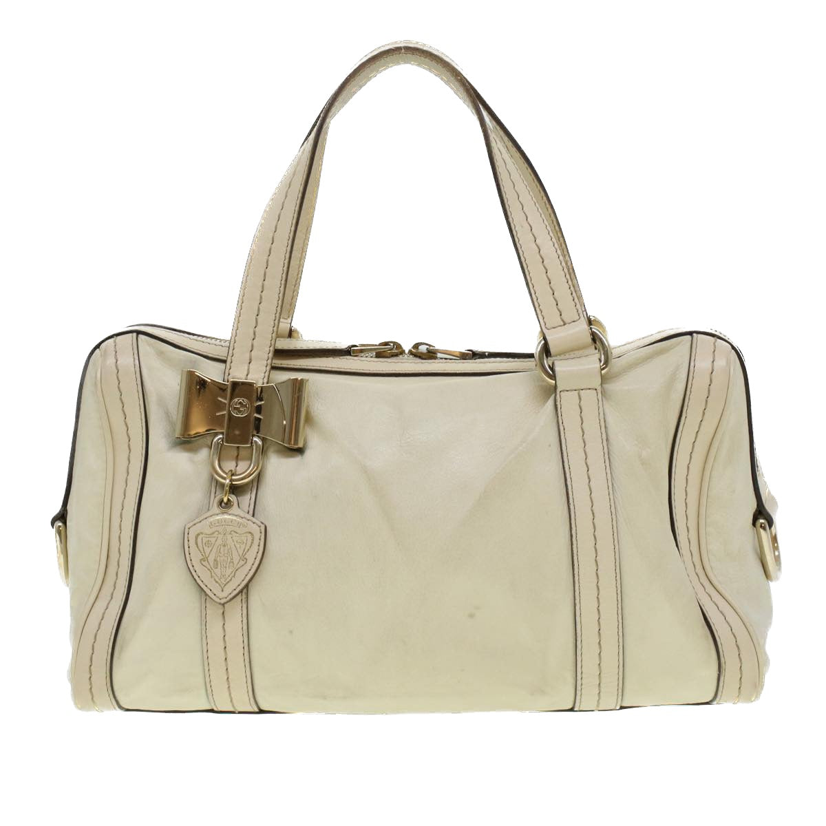GUCCI Boston Bag Leather White 181487 yb122