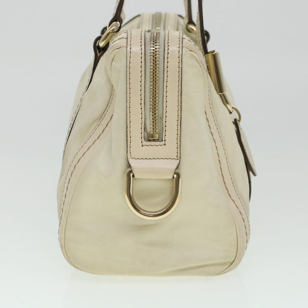 GUCCI Boston Bag Leather White 181487 yb122