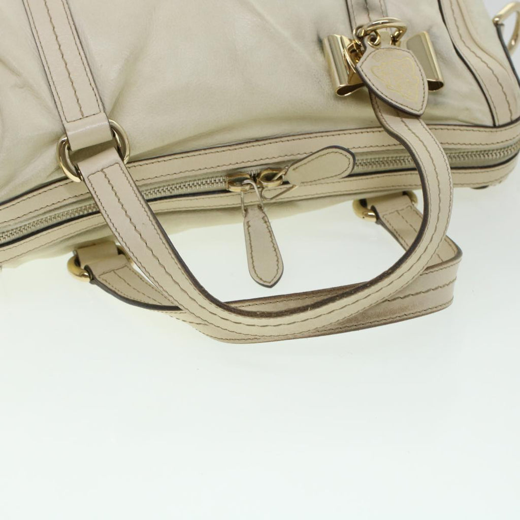 GUCCI Boston Bag Leather White 181487 yb122