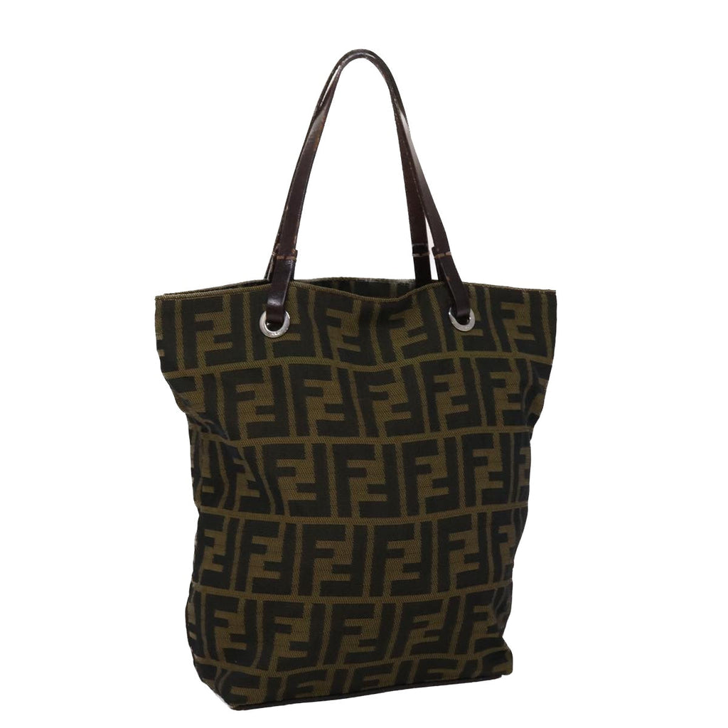 FENDI Zucca Canvas Hand Bag Black Brown yb171