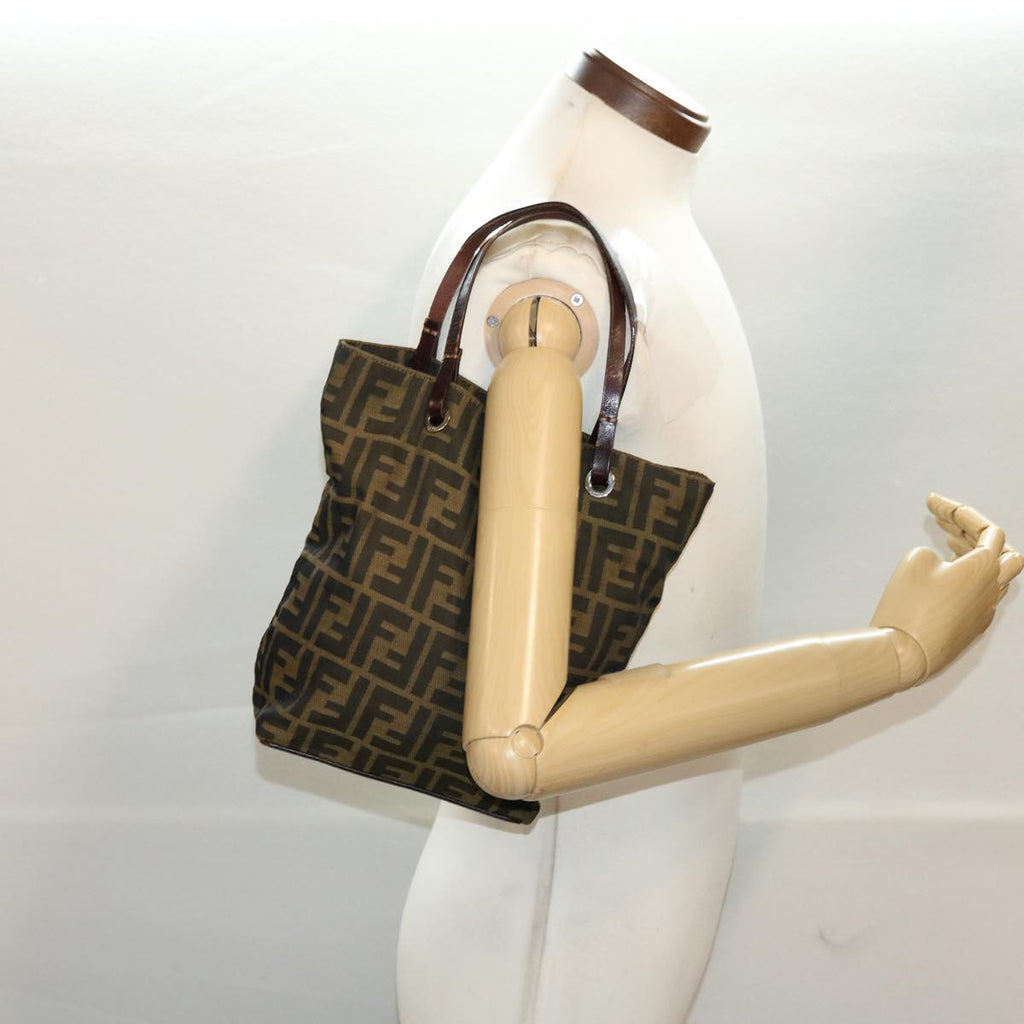 FENDI Zucca Canvas Hand Bag Black Brown yb171