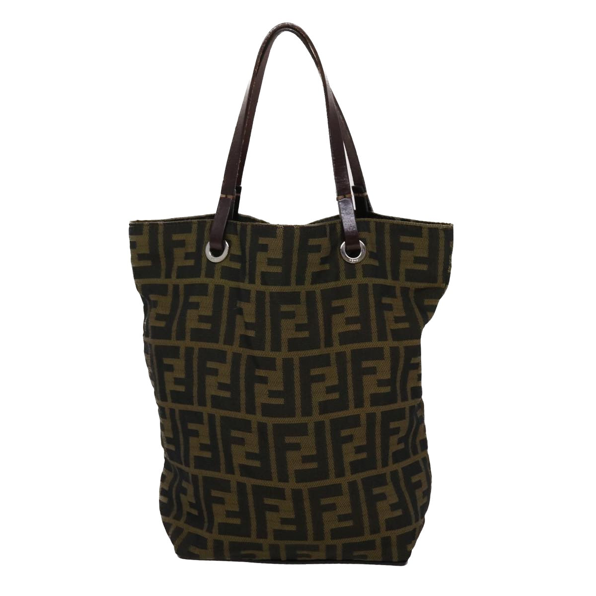 FENDI Zucca Canvas Hand Bag Black Brown yb171