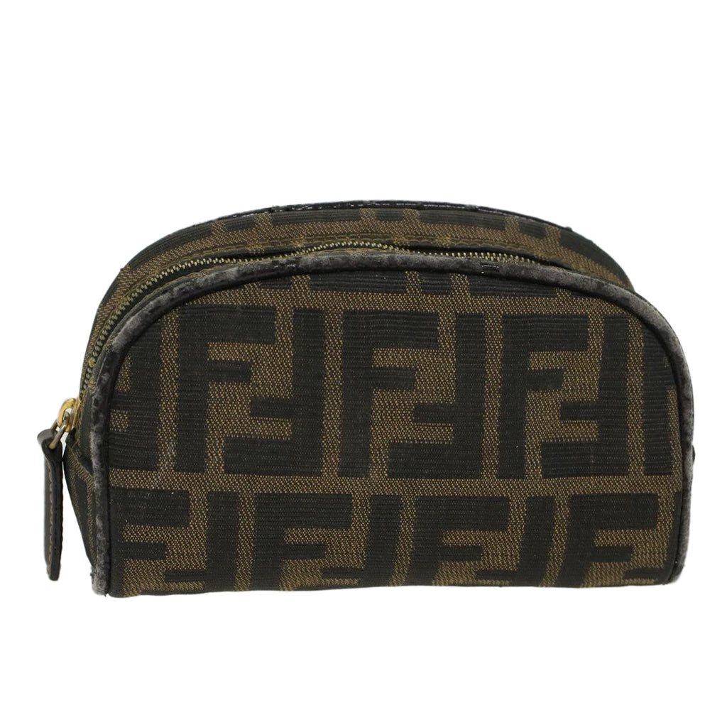 FENDI Zucca Canvas Pouch Black Brown yb178