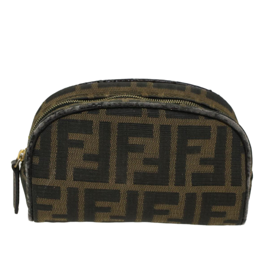 FENDI Zucca Canvas Pouch Black Brown yb178