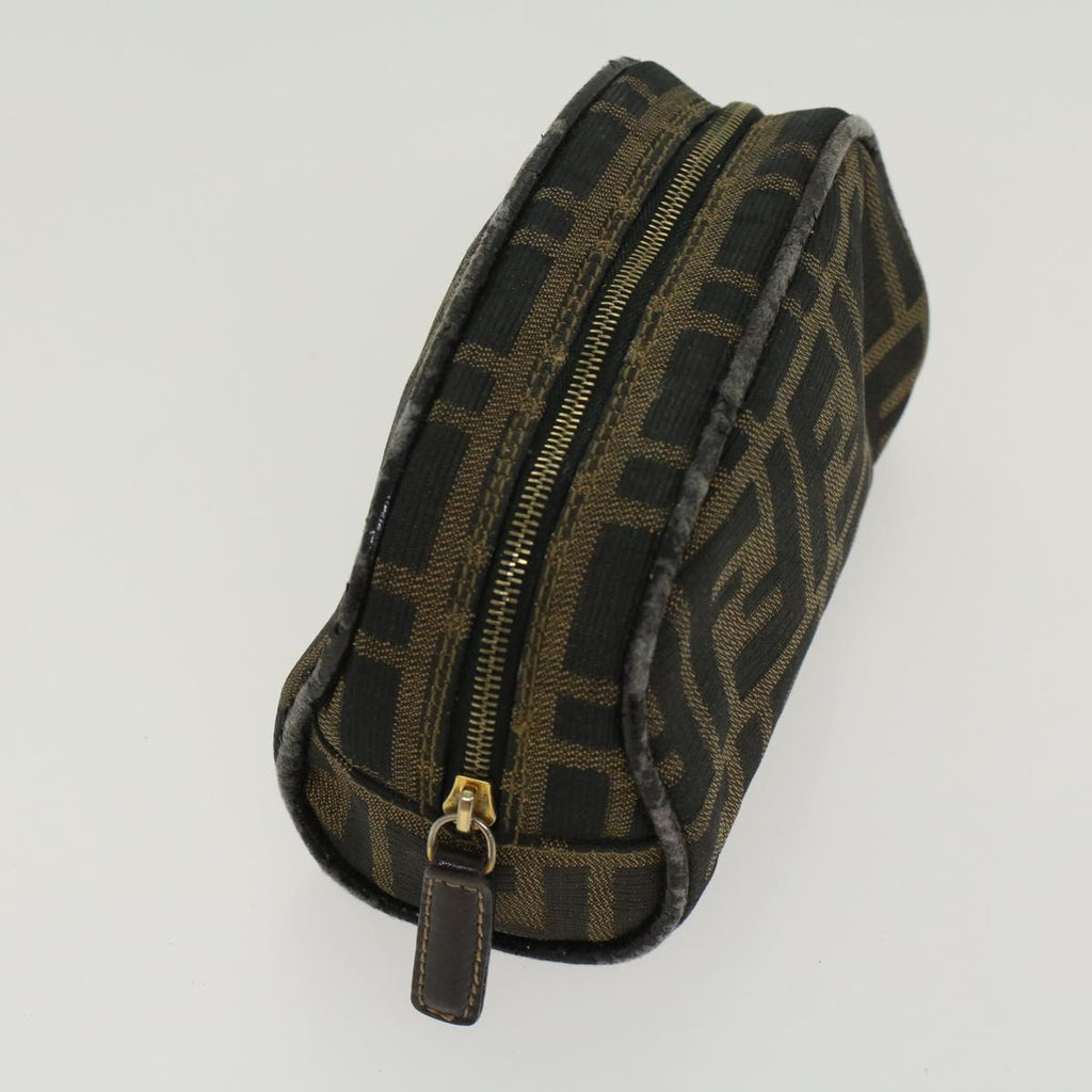 FENDI Zucca Canvas Pouch Black Brown yb178