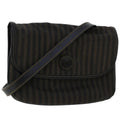 FENDI Pecan Canvas Shoulder Bag Leather Black Brown Auth yb229