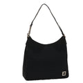 FENDI Zucchino Canvas Shoulder Bag Black yb237