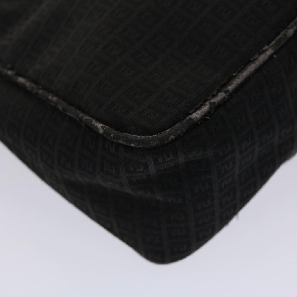 FENDI Zucchino Canvas Shoulder Bag Black yb237