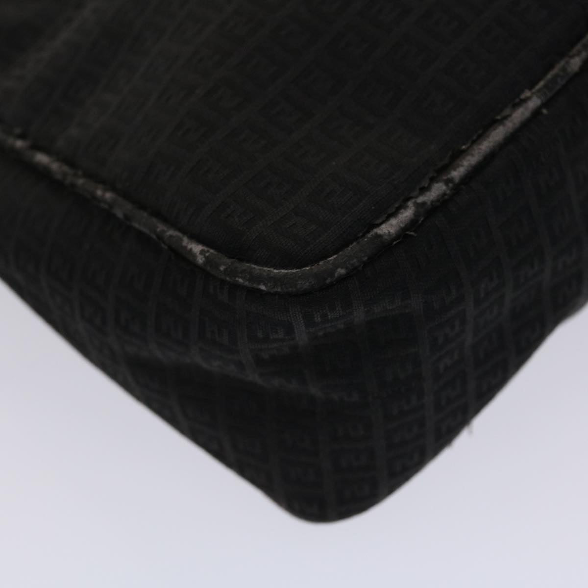 FENDI Zucchino Canvas Shoulder Bag Black yb237