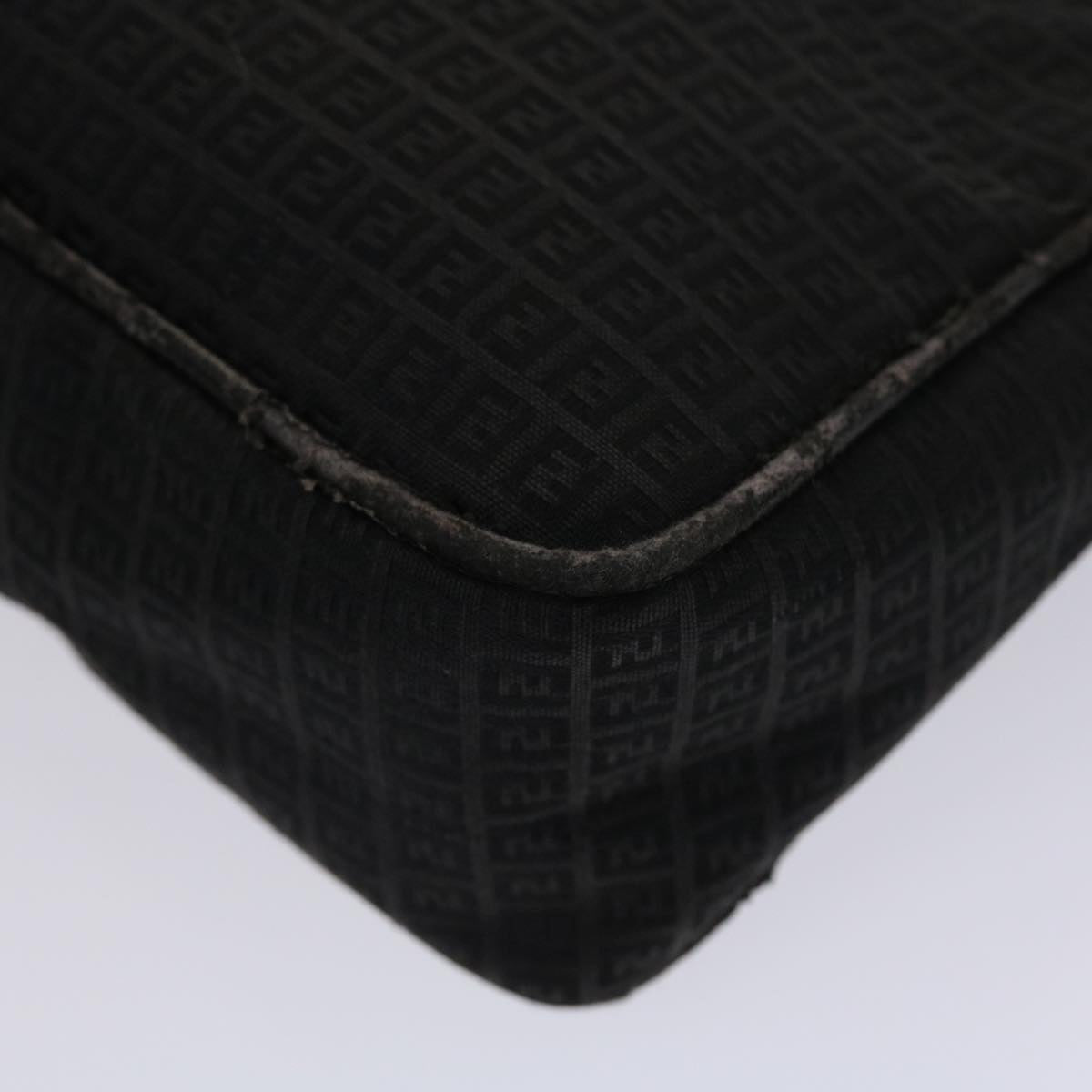 FENDI Zucchino Canvas Shoulder Bag Black yb237