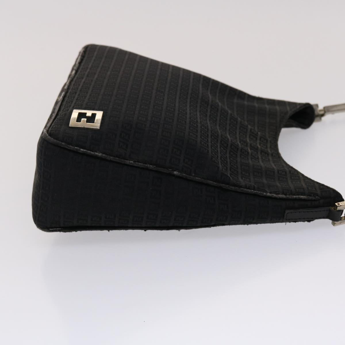 FENDI Zucchino Canvas Shoulder Bag Black yb237