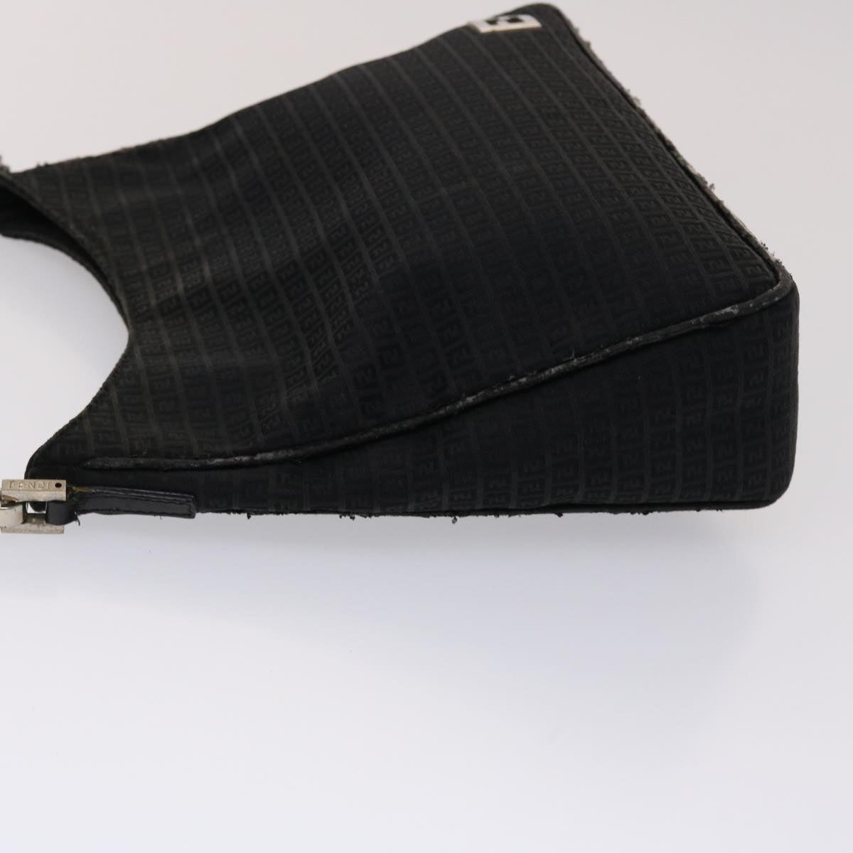 FENDI Zucchino Canvas Shoulder Bag Black yb237
