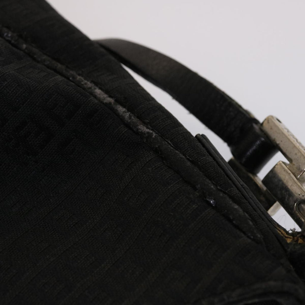 FENDI Zucchino Canvas Shoulder Bag Black yb237