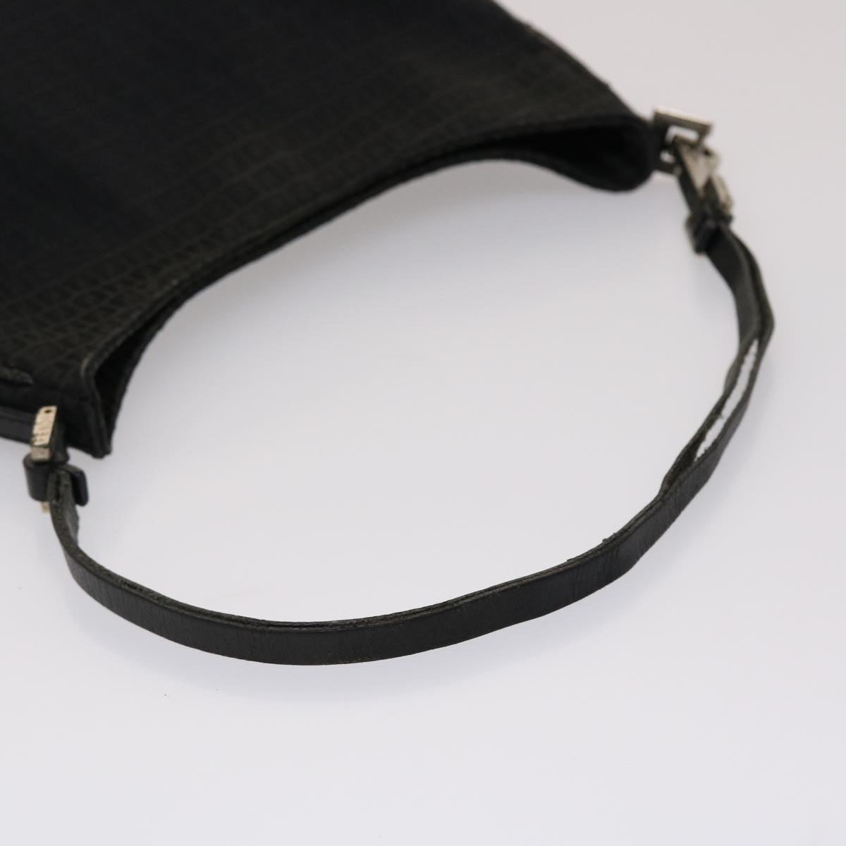 FENDI Zucchino Canvas Shoulder Bag Black yb237
