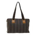 FENDI Pecan Canvas Shoulder Bag Brown Black yb253