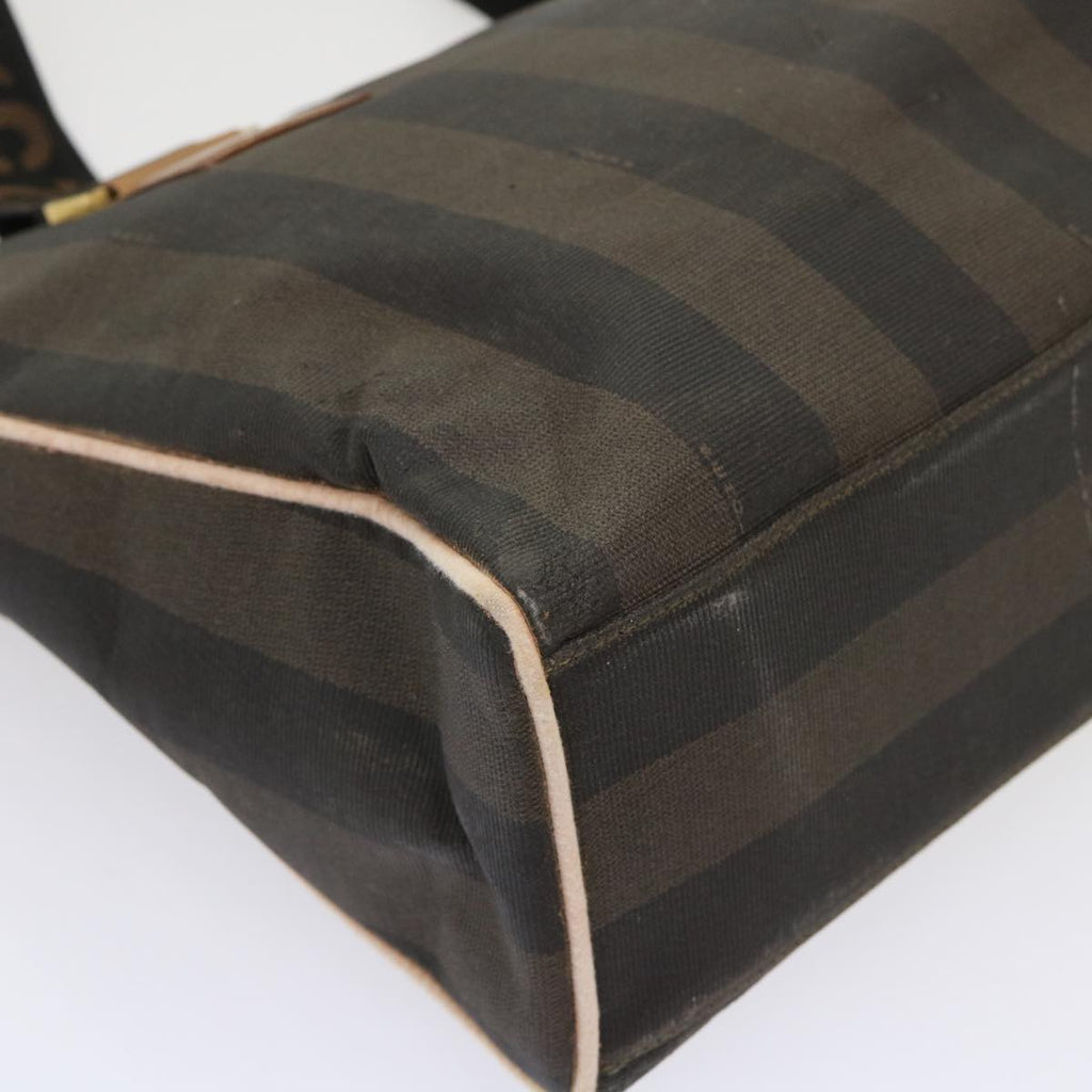 FENDI Pecan Canvas Shoulder Bag Brown Black yb253