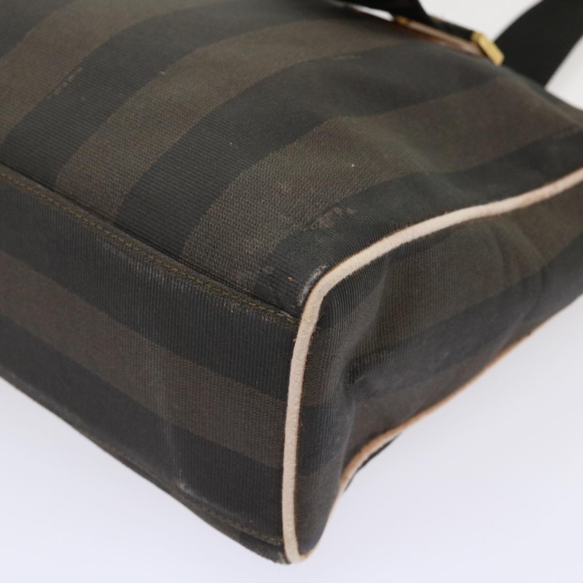 FENDI Pecan Canvas Shoulder Bag Brown Black yb253