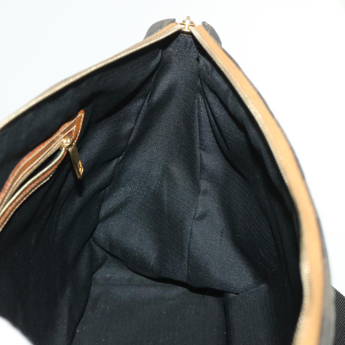 FENDI Pecan Canvas Shoulder Bag Brown Black yb253