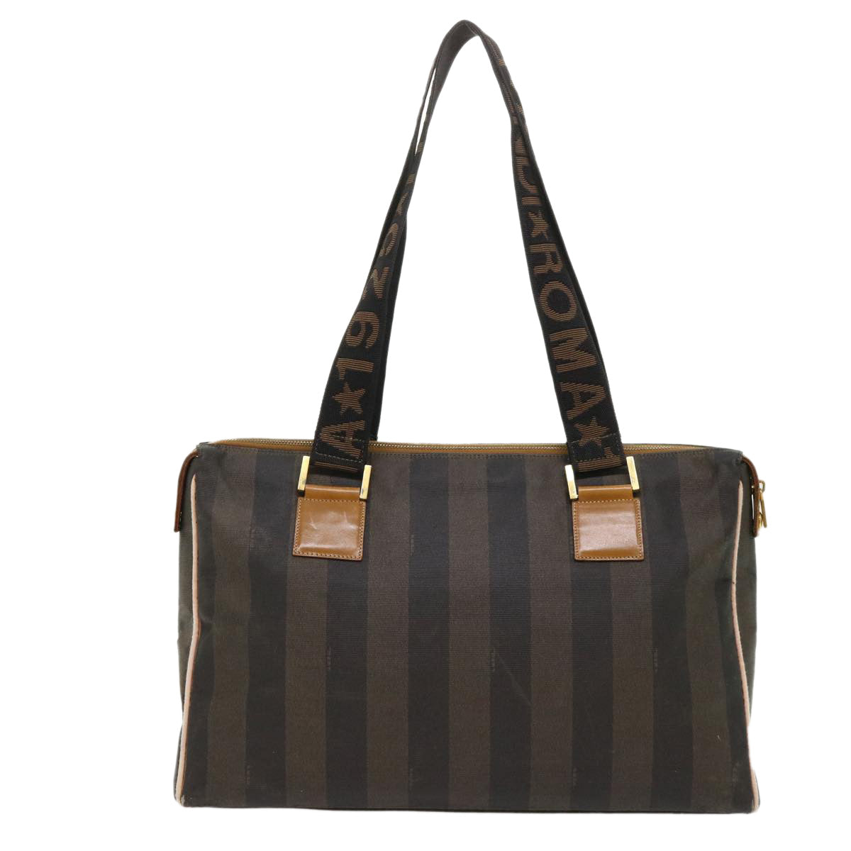 FENDI Pecan Canvas Shoulder Bag Brown Black yb253