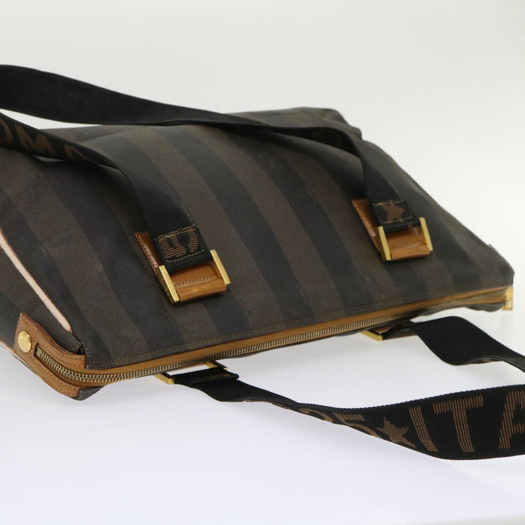 FENDI Pecan Canvas Shoulder Bag Brown Black yb253