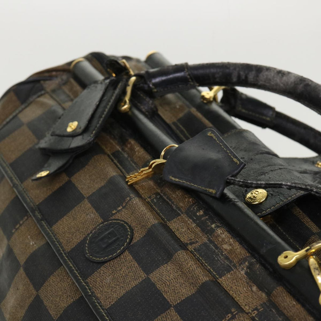 FENDI Pequin Zucchino Canvas Pouch Boston Bag Nylon 4Set Brown Black yb255