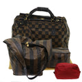 FENDI Pequin Zucchino Canvas Pouch Boston Bag Nylon 4Set Brown Black yb255