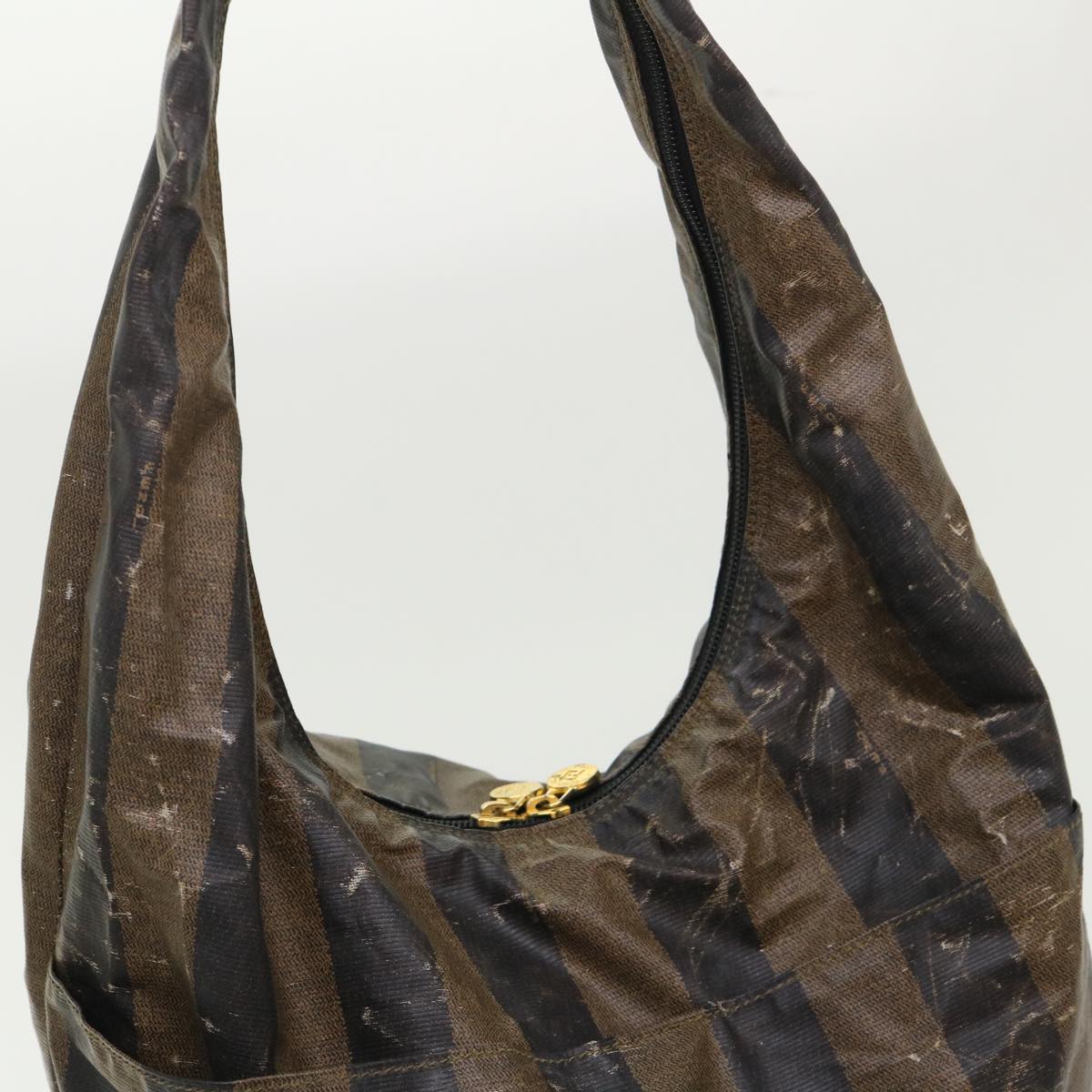 FENDI Pequin Zucchino Canvas Pouch Boston Bag Nylon 4Set Brown Black yb255