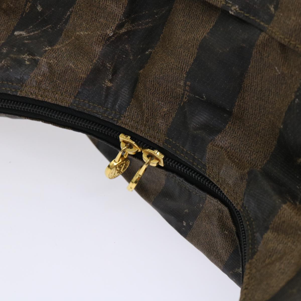 FENDI Pequin Zucchino Canvas Pouch Boston Bag Nylon 4Set Brown Black yb255