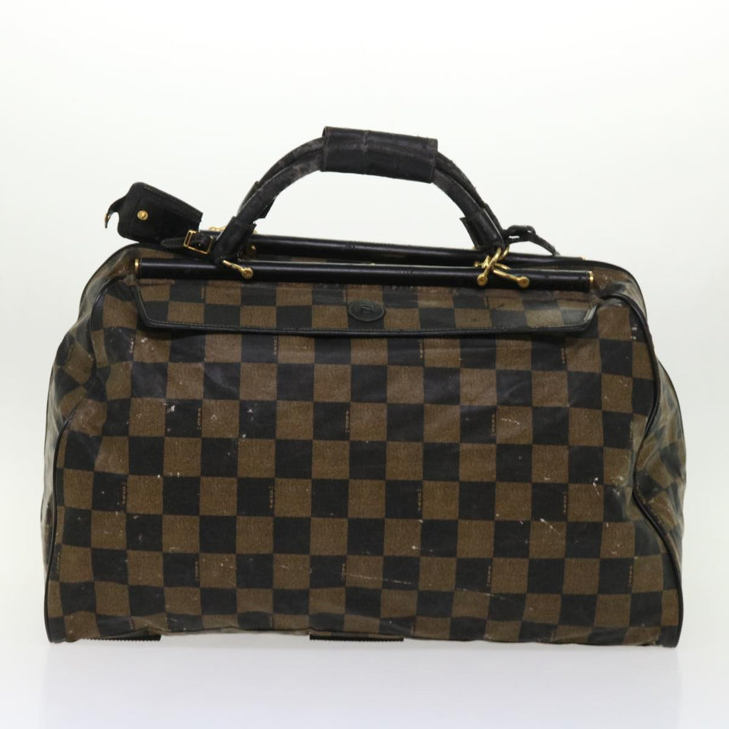 FENDI Pequin Zucchino Canvas Pouch Boston Bag Nylon 4Set Brown Black yb255