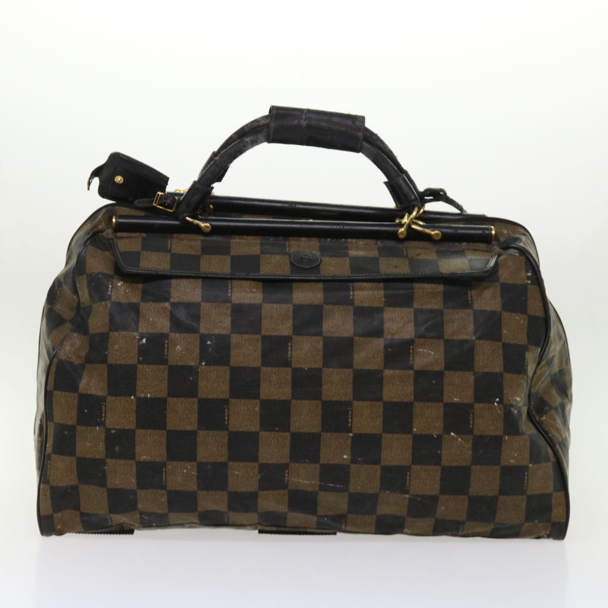 FENDI Pequin Zucchino Canvas Pouch Boston Bag Nylon 4Set Brown Black yb255