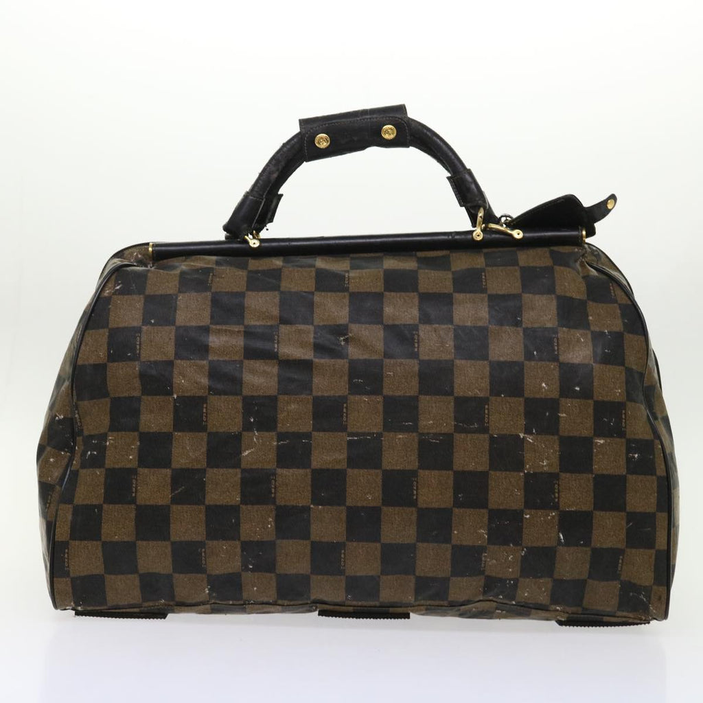 FENDI Pequin Zucchino Canvas Pouch Boston Bag Nylon 4Set Brown Black yb255