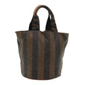 FENDI Pecan Canvas Hand Bag Nylon Brown Black yb256