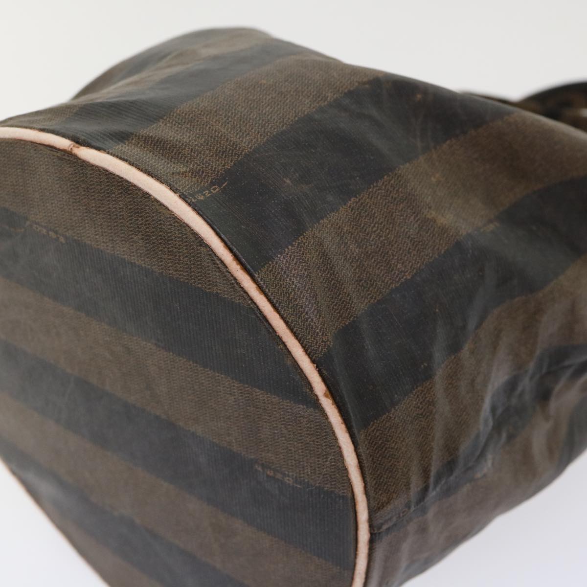 FENDI Pecan Canvas Hand Bag Nylon Brown Black yb256