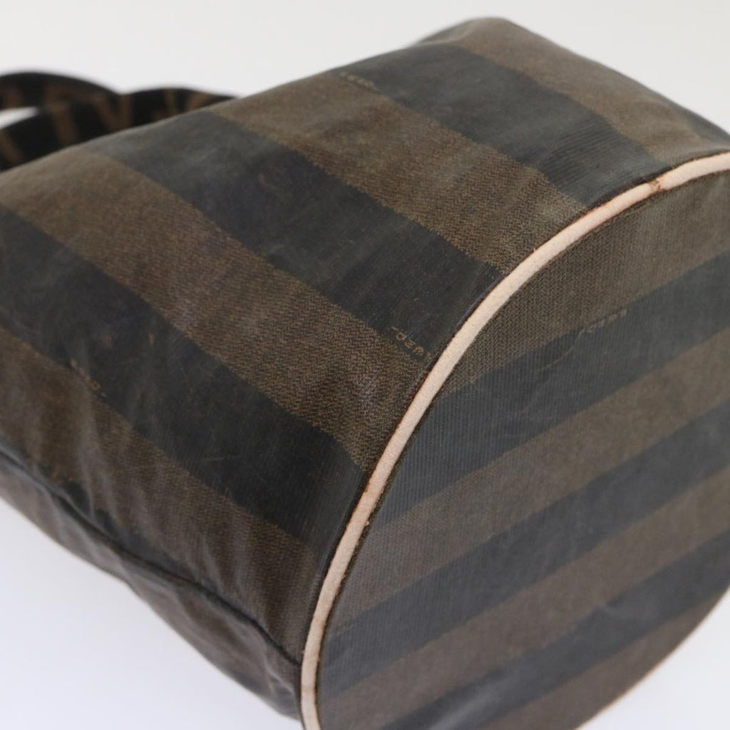 FENDI Pecan Canvas Hand Bag Nylon Brown Black yb256