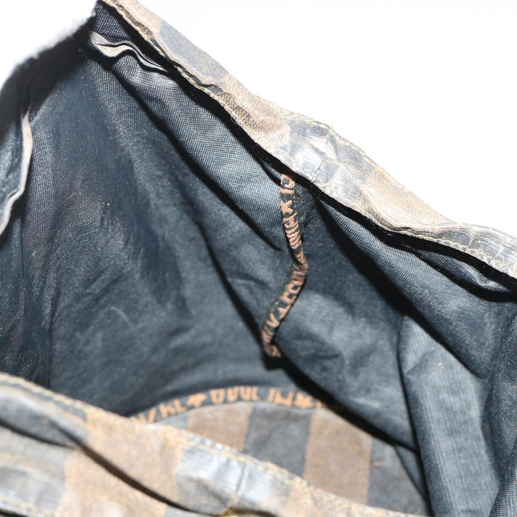 FENDI Pecan Canvas Hand Bag Nylon Brown Black yb256