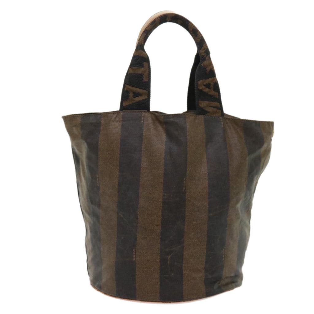 FENDI Pecan Canvas Hand Bag Nylon Brown Black yb256