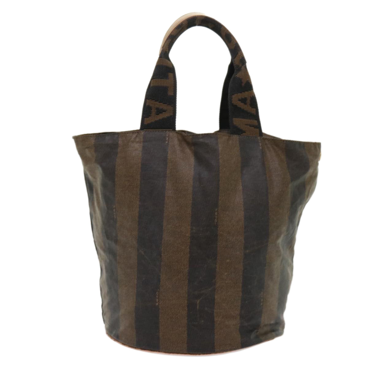 FENDI Pecan Canvas Hand Bag Nylon Brown Black yb256