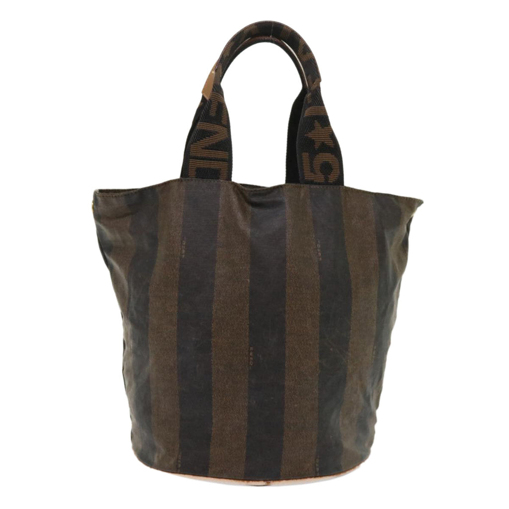 FENDI Pecan Canvas Hand Bag Nylon Brown Black yb256