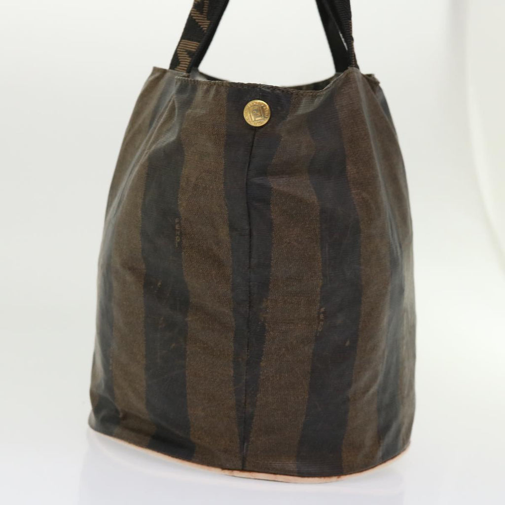 FENDI Pecan Canvas Hand Bag Nylon Brown Black yb256