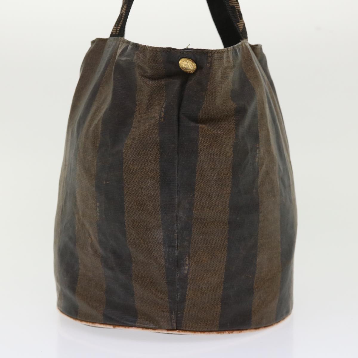 FENDI Pecan Canvas Hand Bag Nylon Brown Black yb256