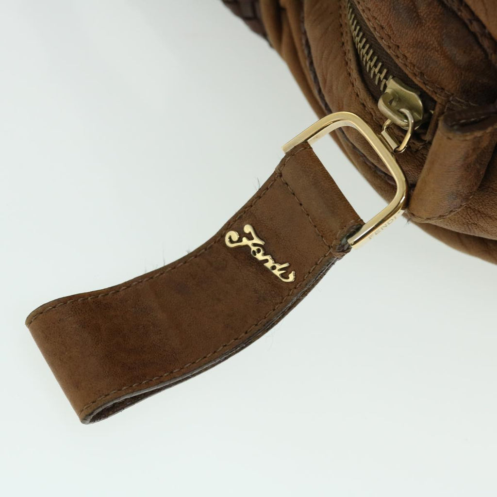 FENDI Spy Hand Bag Leather Brown yb290
