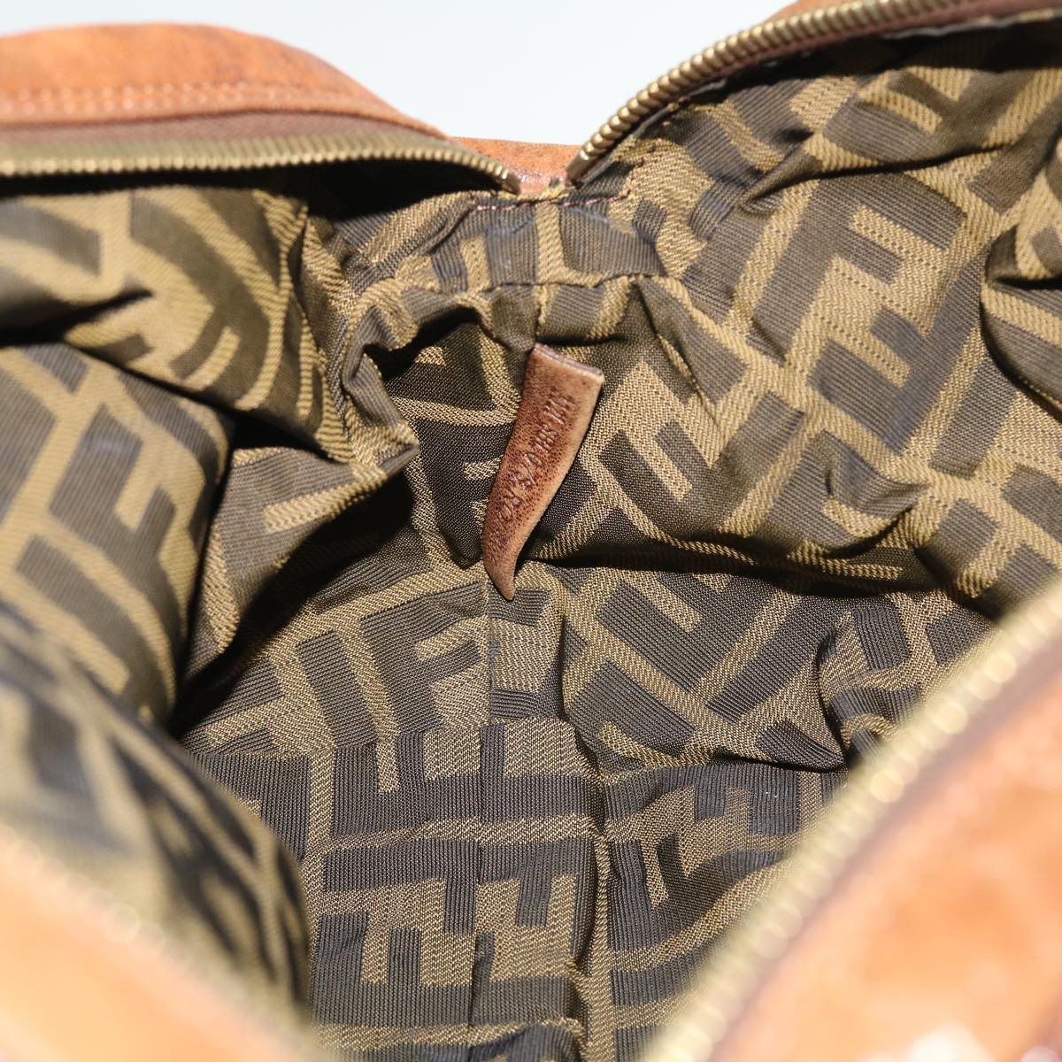 FENDI Spy Hand Bag Leather Brown yb290