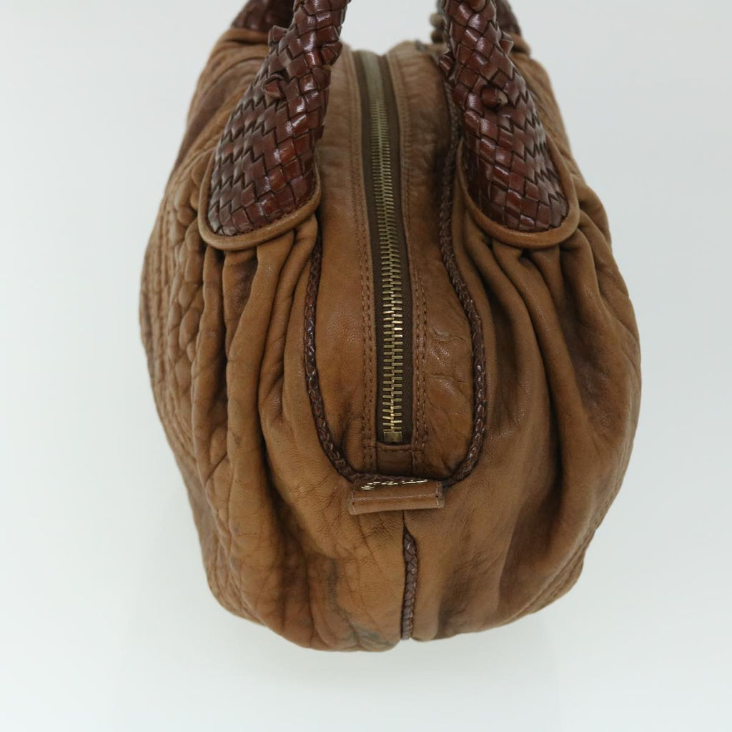 FENDI Spy Hand Bag Leather Brown yb290
