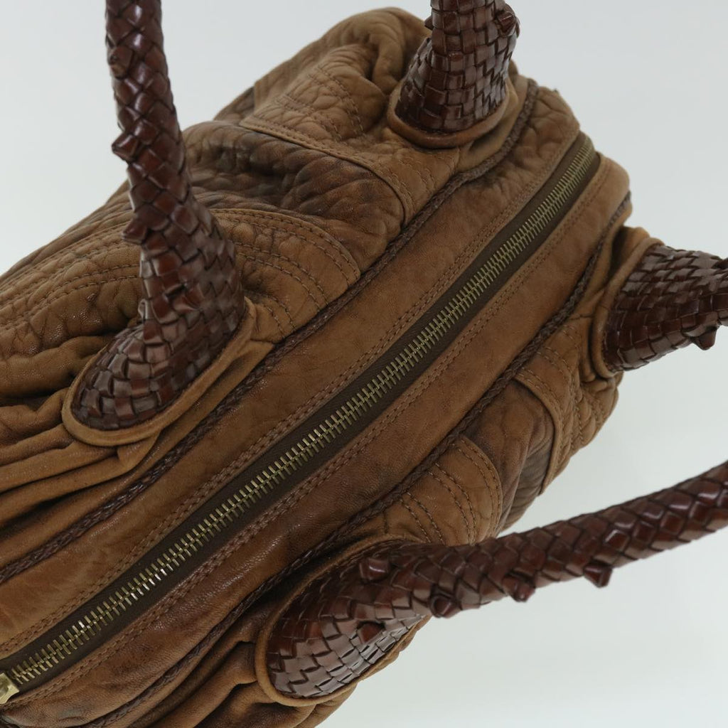FENDI Spy Hand Bag Leather Brown yb290