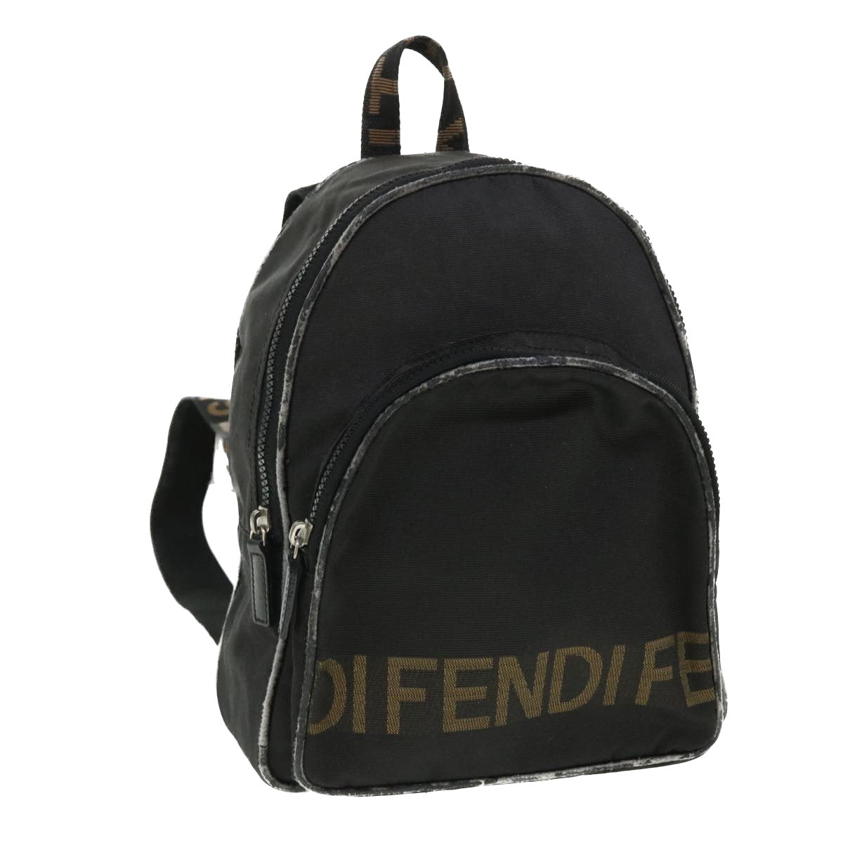 FENDI Backpack Nylon Black Brown yb325